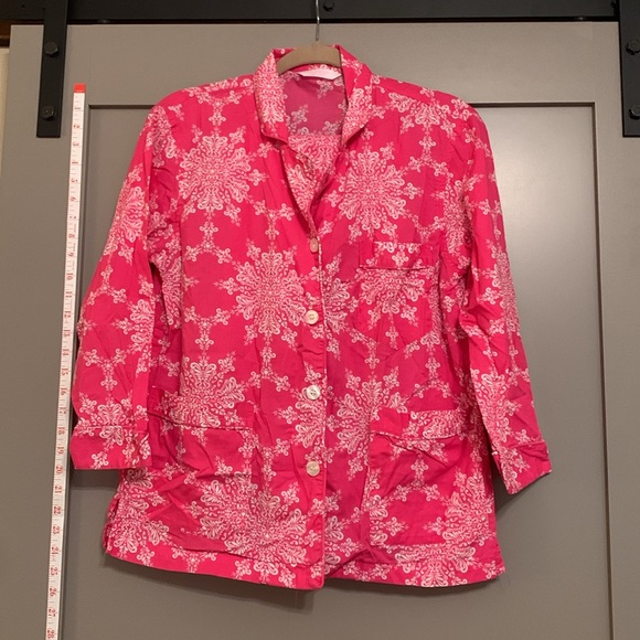 Victoria’s Secret Paisley Floral Hot Pink Pajama Set 100% Cotton Sleepwear XS - Picture 2 of 5